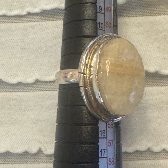 Vintage Oval Cream Tan Moonstone Ring Set in 925 Sterling Silver Sz 6.5 Boho - Picture 7 of 10